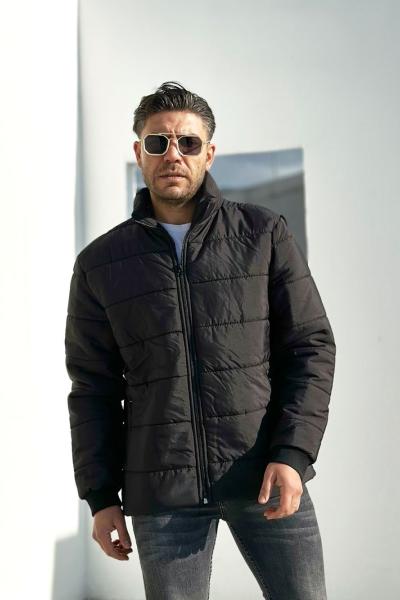 kol ribanalı kapitone mont  Siyah